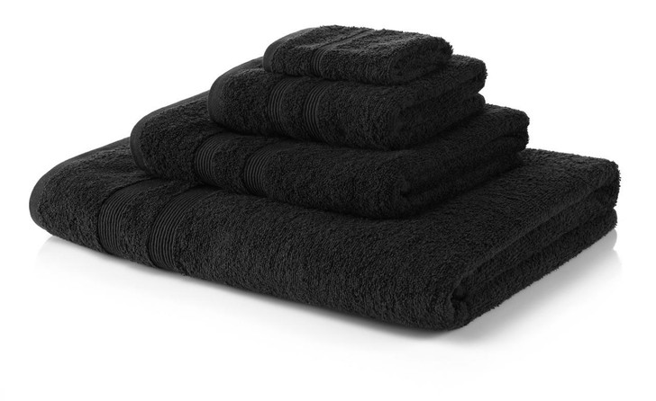 6 Piece Black Bale 500GSM - 4 Hand Towels, 2 Bath Towels