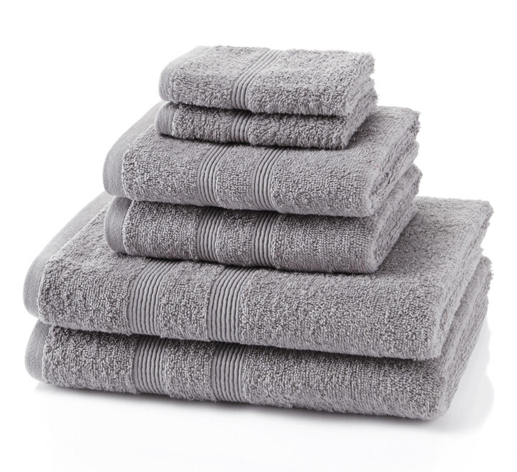 6 Piece Light Grey Towel Bale 500 GSM - 2 Face Cloths, 2 Hand Towels, 2 Bath Towels