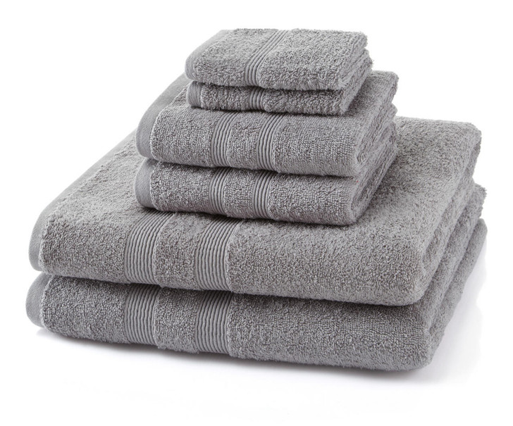 6 Piece Light Grey Towel Bale 500 GSM - 2 Face Cloths, 2 Hand Towels, 2 Bath Sheets