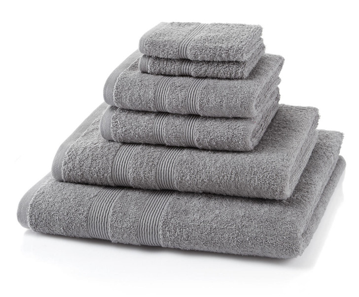 6 Piece Light Grey Towel Bale 500 GSM - 2 Face Cloths, 2 Hand Towels, 1 Bath Towel, 1 Bath Sheet