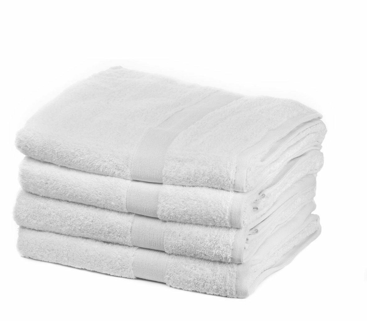 Box of 24 White Egyptian Double Yarn Cotton Bath Towels 600 GSM 70x140cm