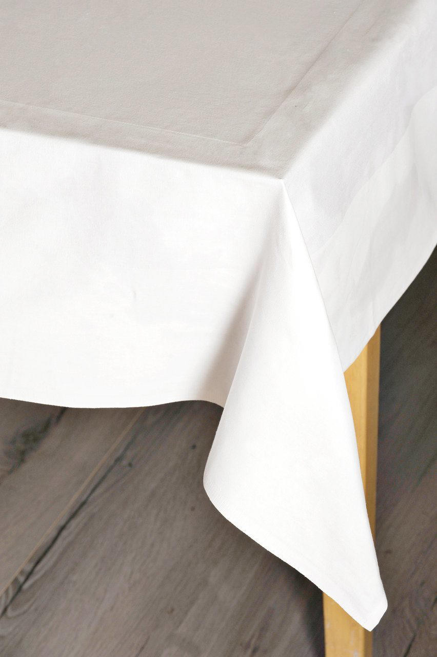 Damask Satin Band Table Cloths Napkins Cotton White 70x108 178x274