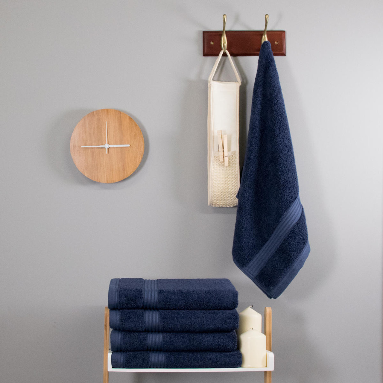 Navy blue hand towels sales