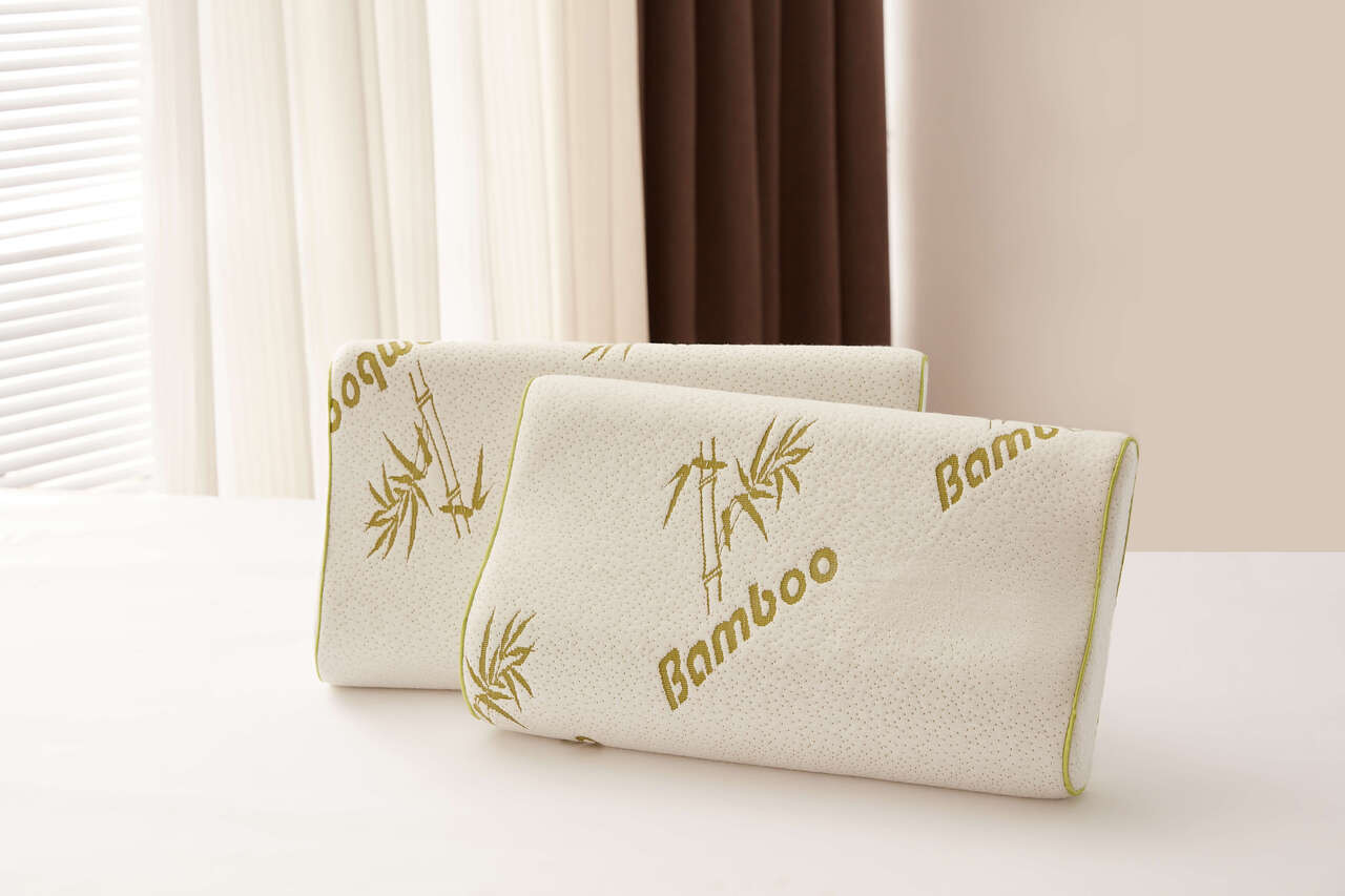 Large Memory Foam Bamboo Contour Pillow 40x60cm The Towel Shop