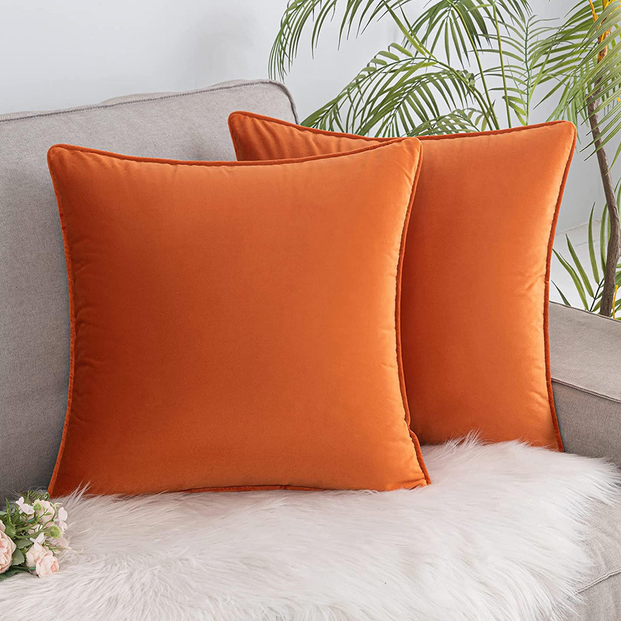 Piped velvet cushions deals