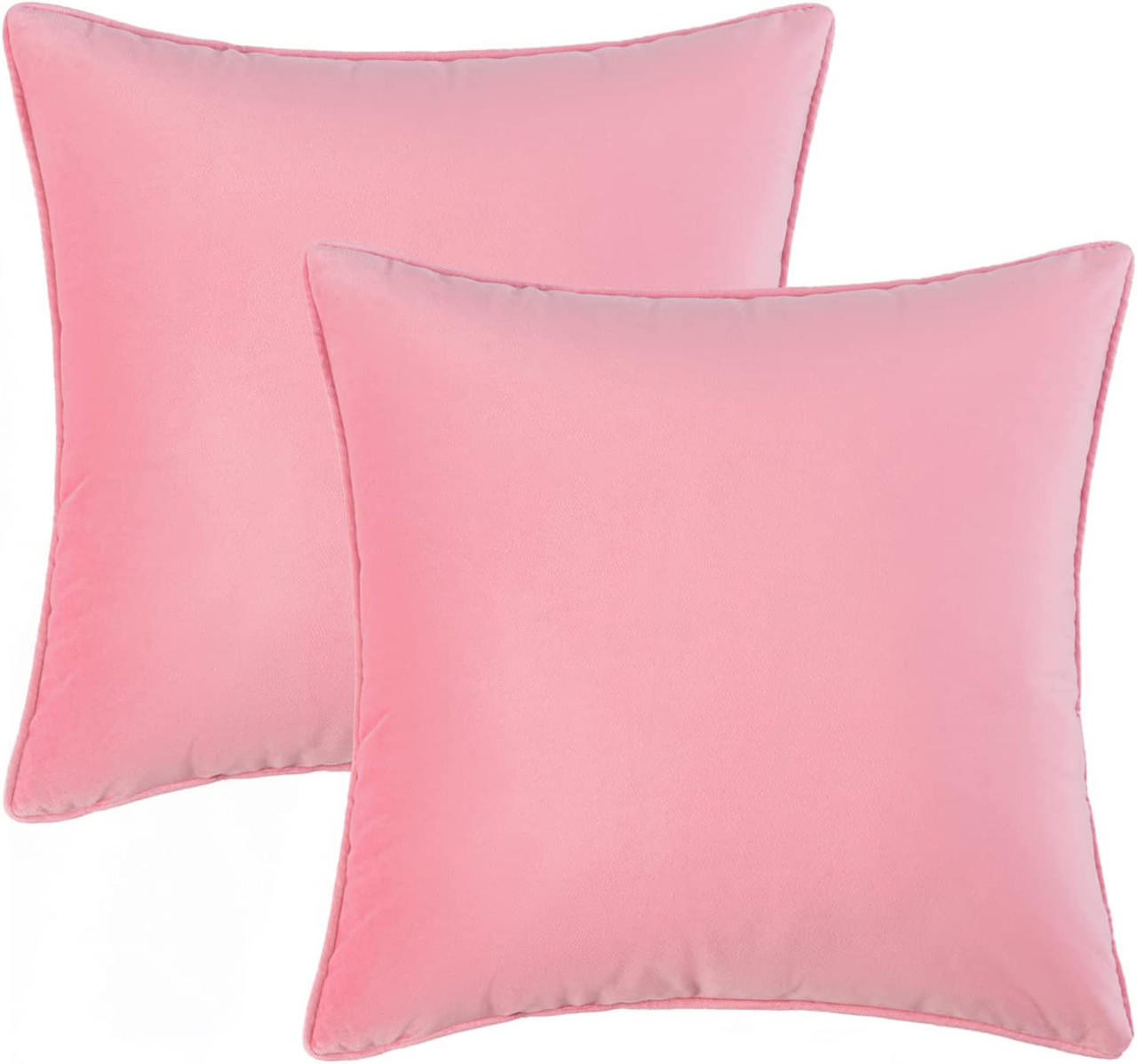 Set of 2 Cushions with Piped Velvet Covers Included 45x45 cm The Towel Shop
