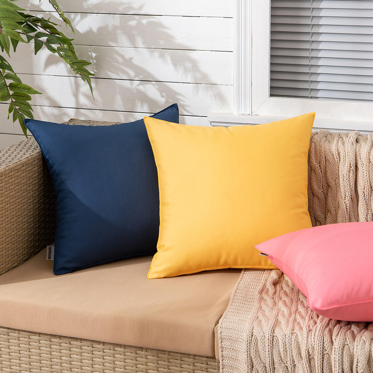Set of 2 Outdoor Cushions with Waterproof Covers Included 45x45 cm