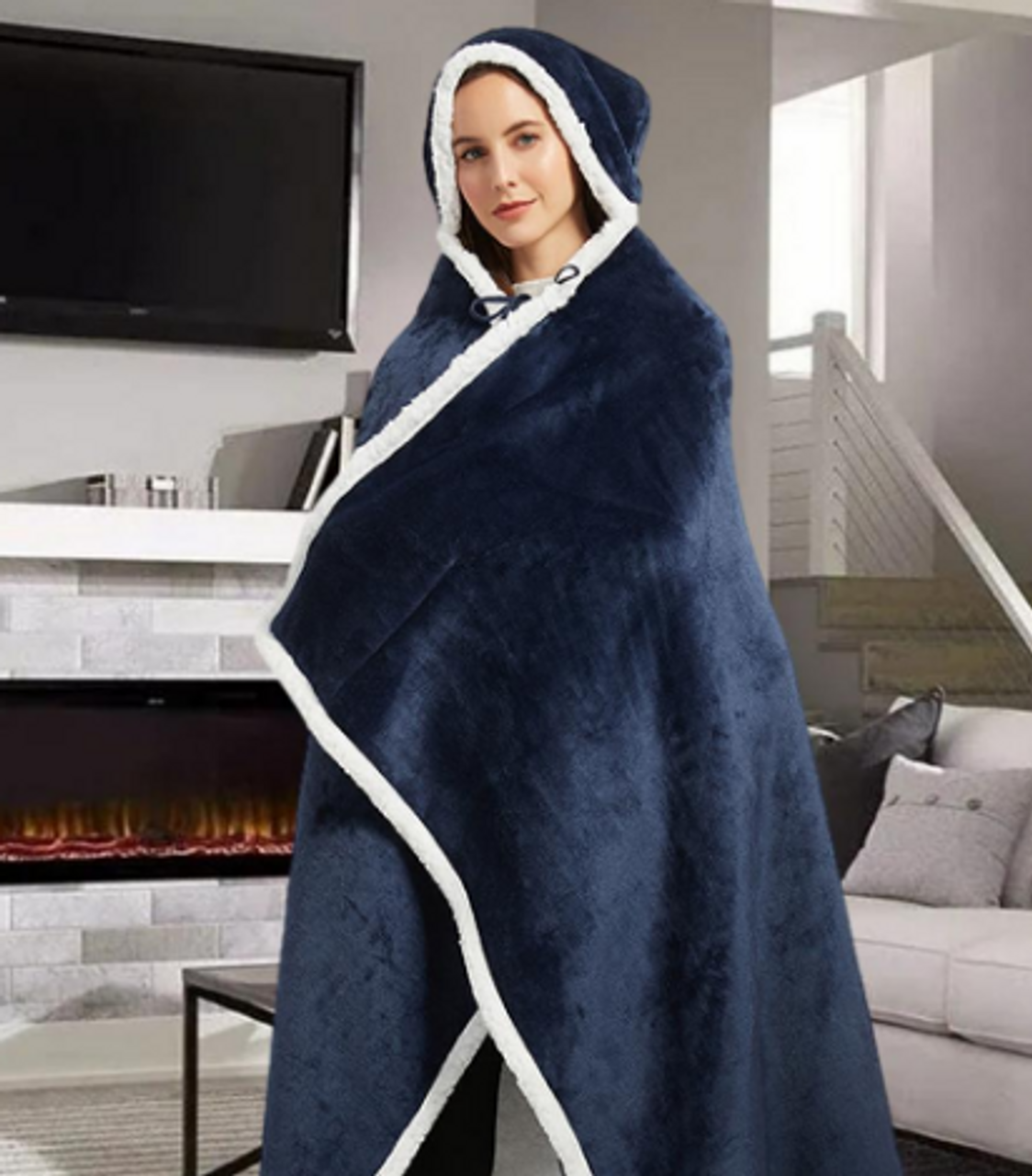 Double Layer Sherpa Hooded Blanket - The Towel Shop