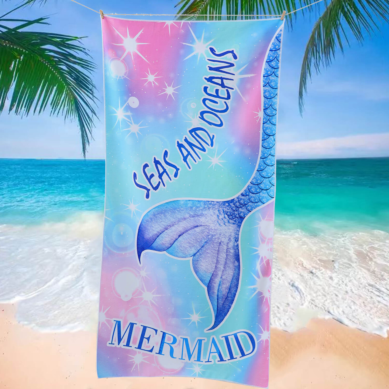 Soft Mermaid Beach Towels Microfiber Machine Washable