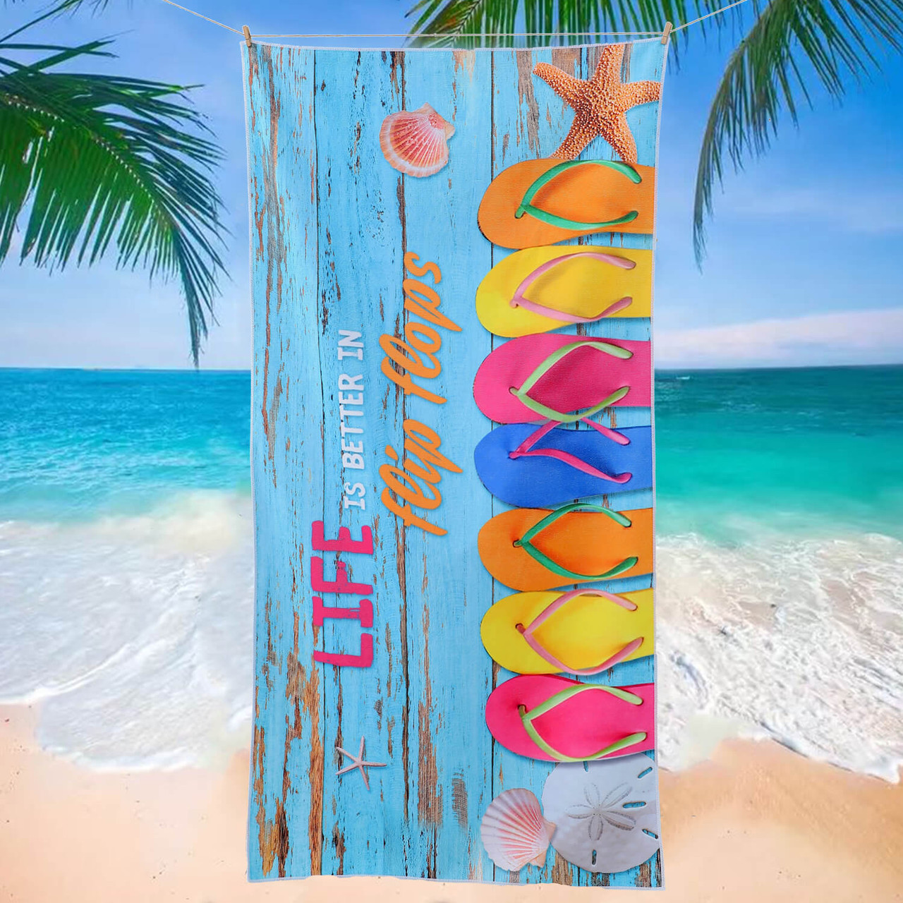Flip Flop Design Beach Towel Soft Affordable Buy Now