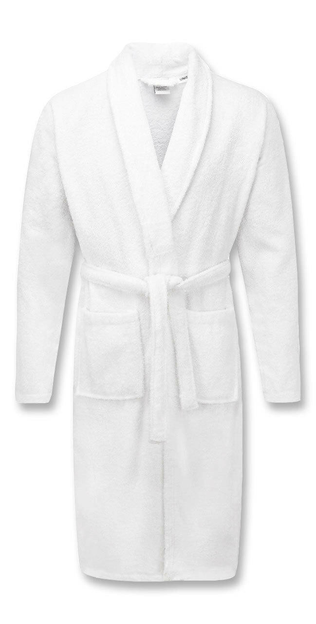 VINN Dunn Supersoft Unisex Terry Towelling Egyptian Cotton Dressing Gown Hotel Spa Bathrobe Highly Absorbent Women Man Towel Cosy Bath Wrap 400GSM White 