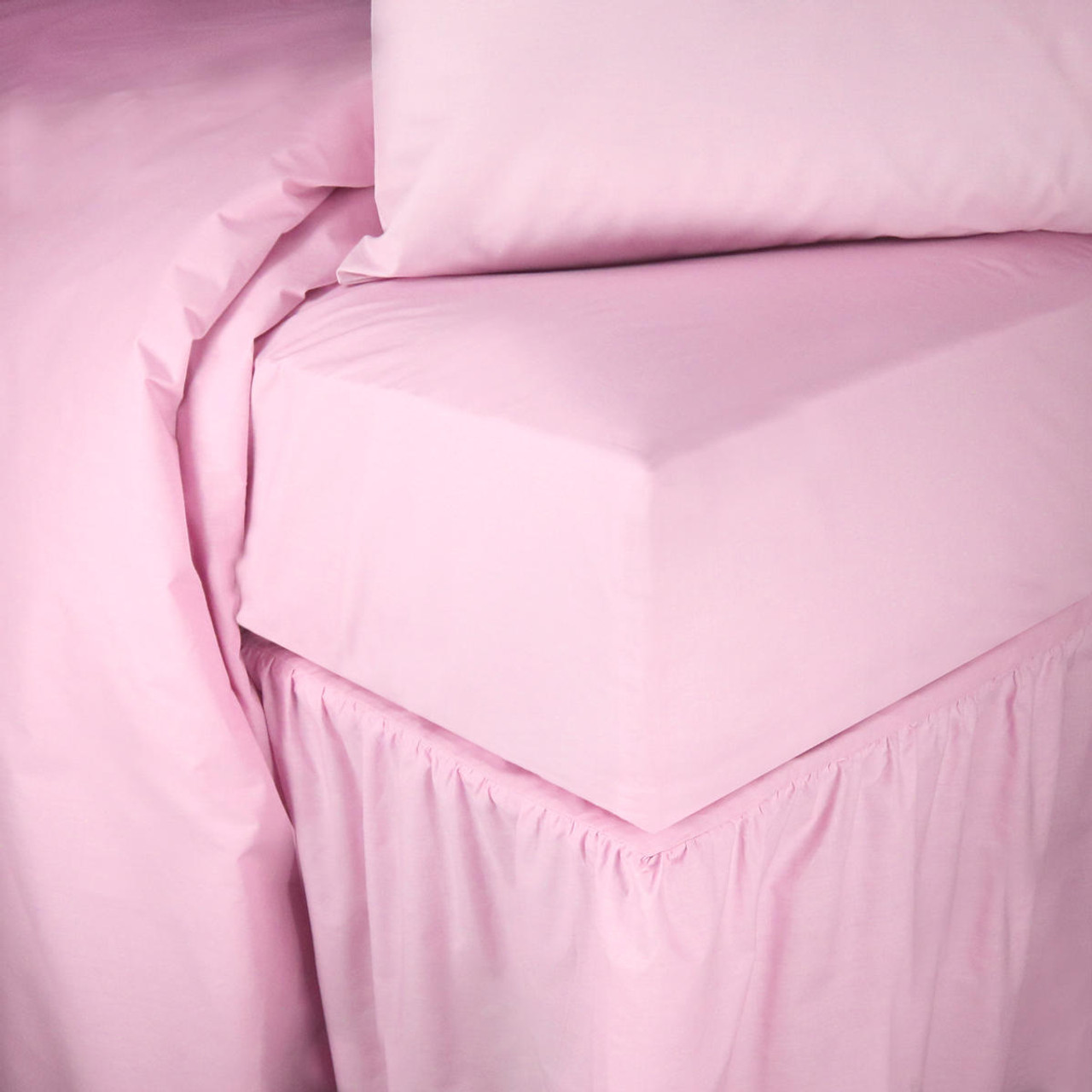 Frilled Easy Fit Valance Dusky Pink Single Bed Size 91cm x 191cm x 41cm Drop 