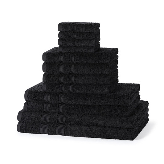 10 Piece 500GSM Towel Bale 4 Face Cloths 2 Hand Towels 2 Bath