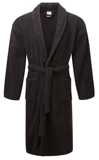 Mens black towelling dressing gown best sale