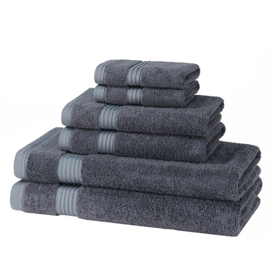 MAASS Super Soft Highly Absorbent Pure Cotton 10 Piece Towel Bale Set 2 Bath Towels 4 Hand Towels 4 Face Towels Charcoal 