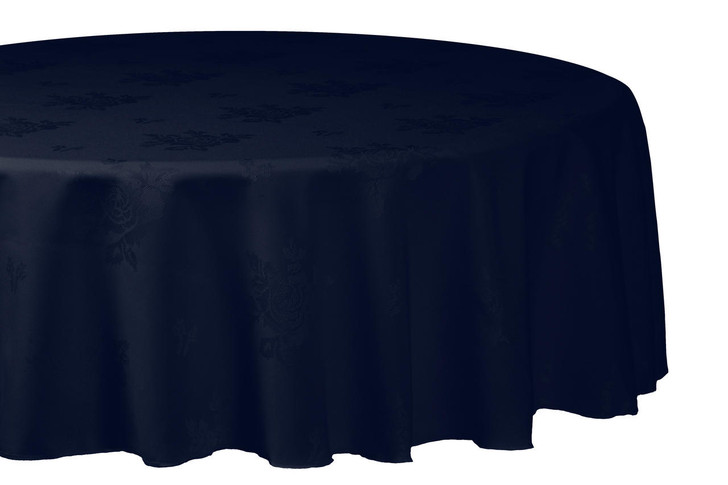 Round Damask Rose Polyester Easy Care Table Cloths Black 108 274cm