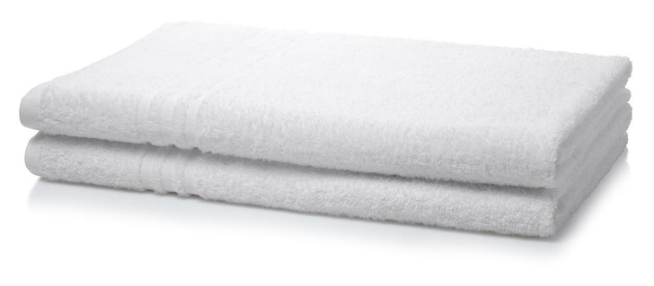 Single Piece White Hotel Large Thick Bath Sheets 500 GSM 3 Stripe - 100cm x 150cm