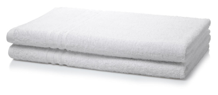 Pack of 4 White Hotel Large Thick Bath Sheets 500 GSM 3 Stripe - 100cm x 150cm
