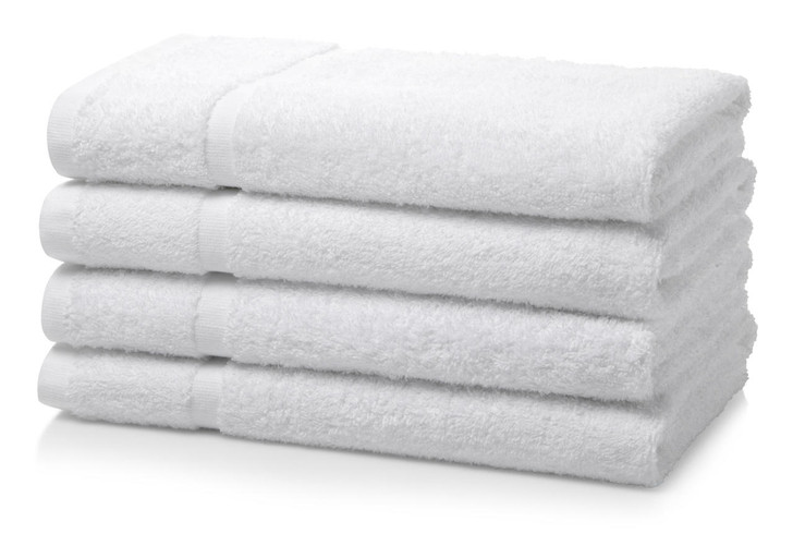 Pack of 6 White Hotel Hand Spa Towel 500 GSM Thick 1 Stripe - 50cm x 85cm