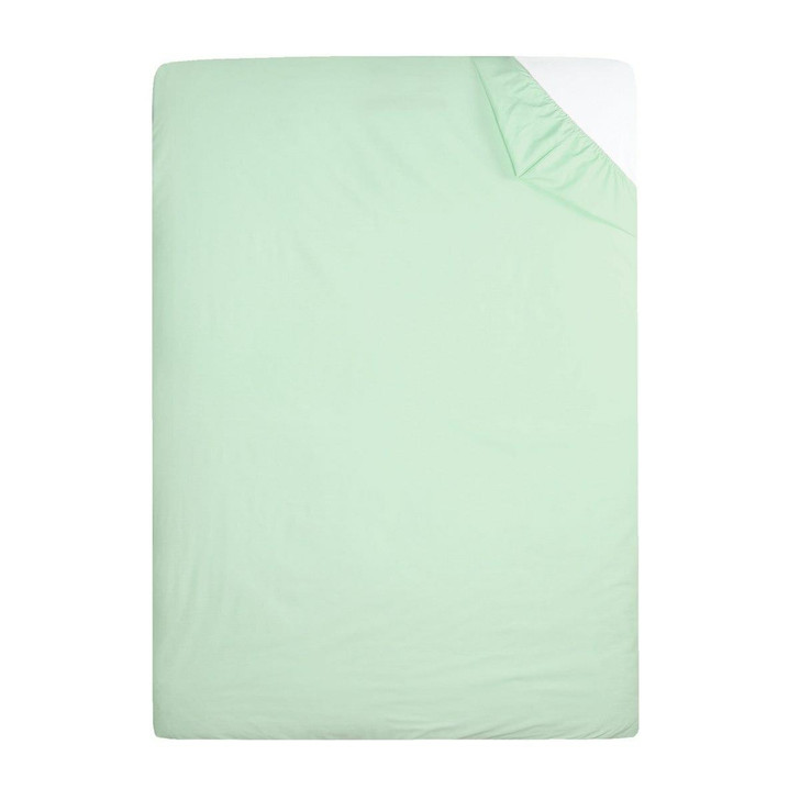 Single Piece Light Green Flame Retardant Fitted Sheets 68 Pick Polycotton BS 7175 - Single