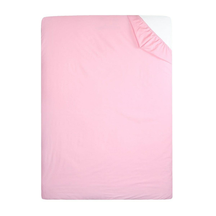 Single Piece Pink Flame Retardant Fitted Sheets 68 Pick Polycotton BS 7175 - Single