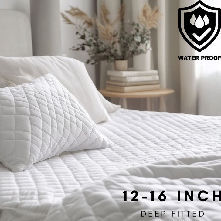 Quilted Waterproof Mattress Protector 12-16" Deep