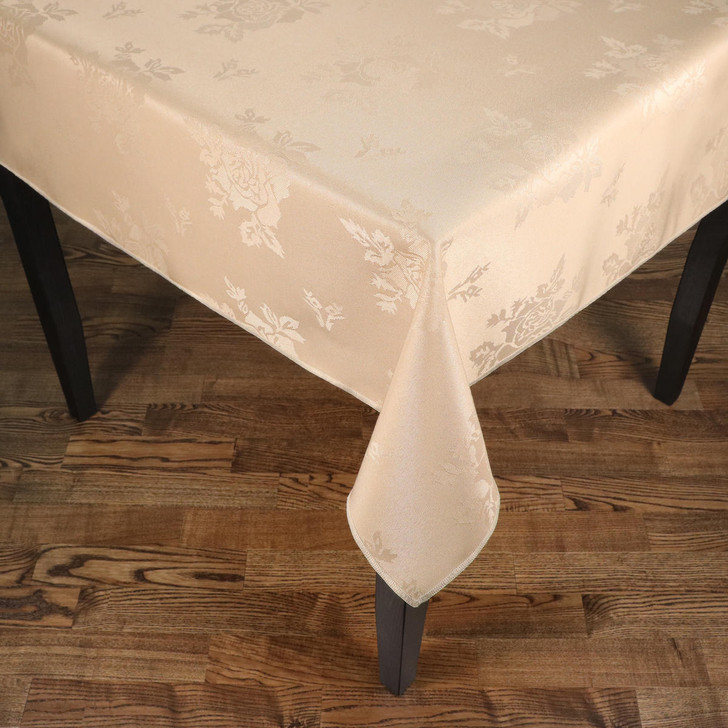 Damask Rose Polyester Table Cloths Easy Care Sandalwood - 45x45 114x114 cm