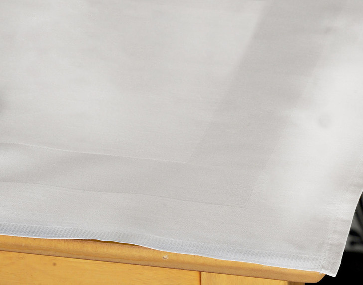 Damask Satin Band Table Cloths and Napkins Cotton White - 35x35 89x89 cm