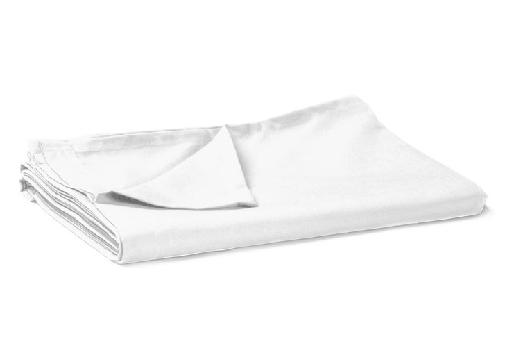 Double - White Flat Sheets Easy Care 68 Pick Polycotton 223X254cm