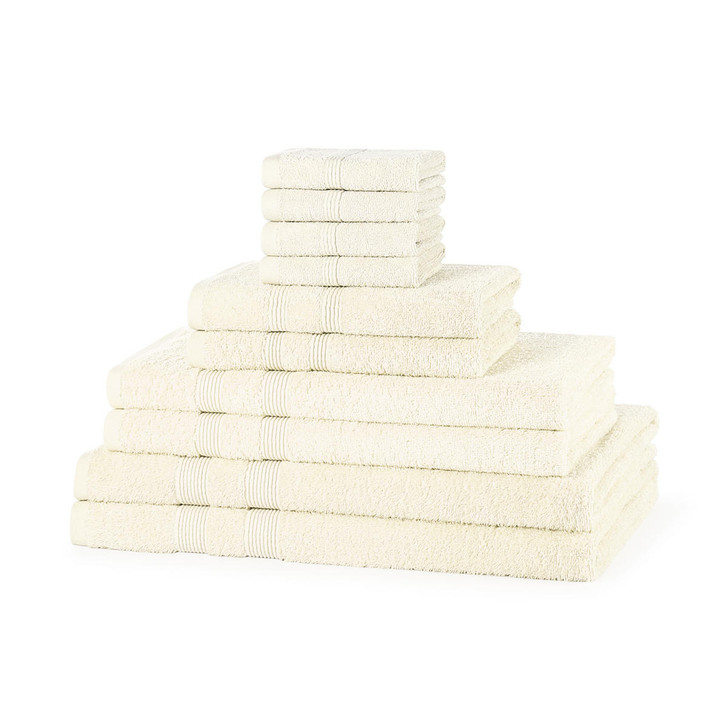 10 Piece 500GSM Towel Bale - 4 Face Cloths, 2 Hand Towels, 2 Bath Towels, 2 Bath Sheets