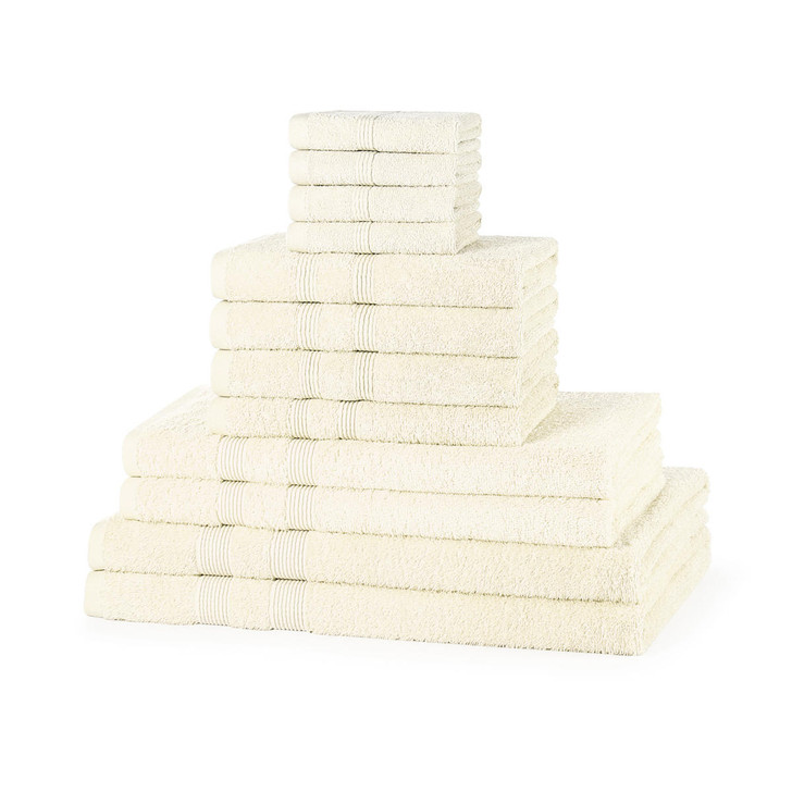 12 Piece 500GSM Towel Bale - 4 Face Cloths, 4 Hand Towels, 2 Bath Towels, 2 Bath Sheets