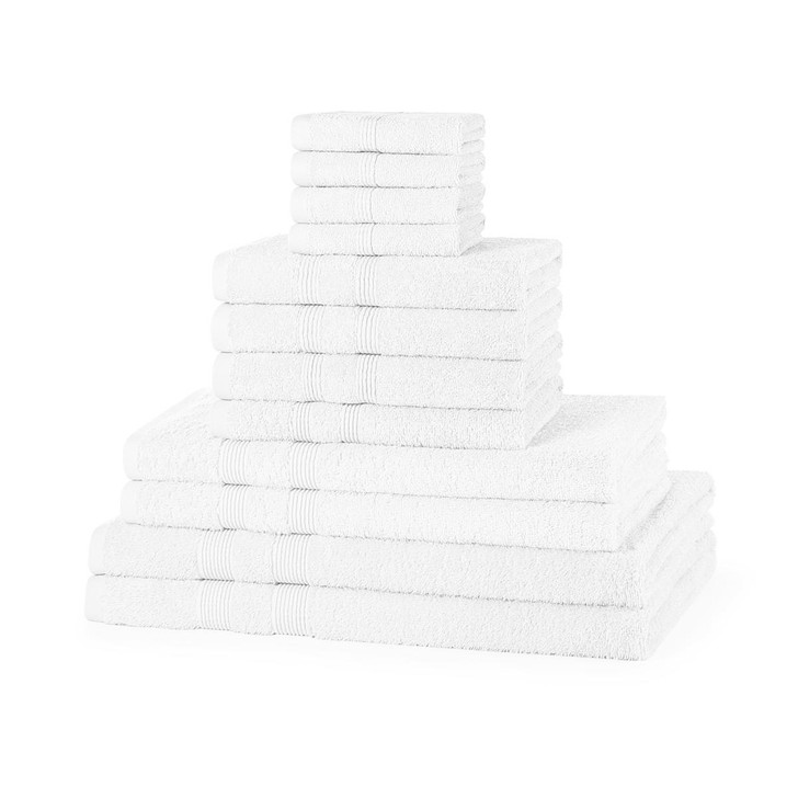 12 Piece 500GSM Towel Bale - 4 Face Cloths, 4 Hand Towels, 2 Bath Towels, 2 Bath Sheets