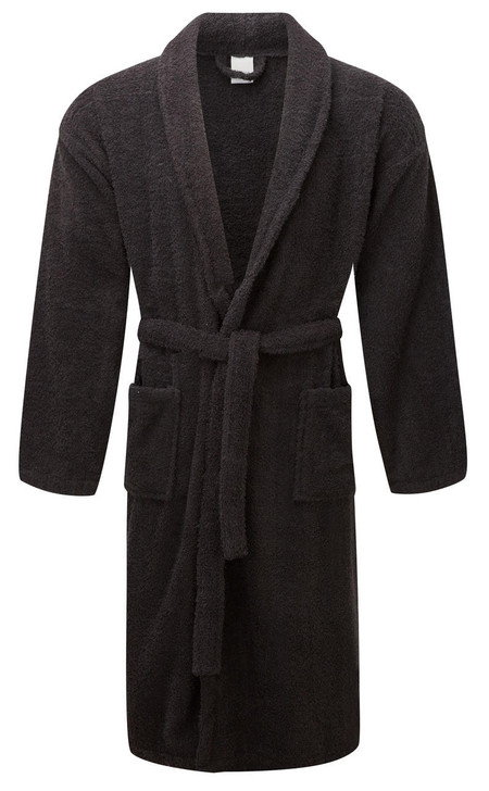 Mens black towelling dressing gown online