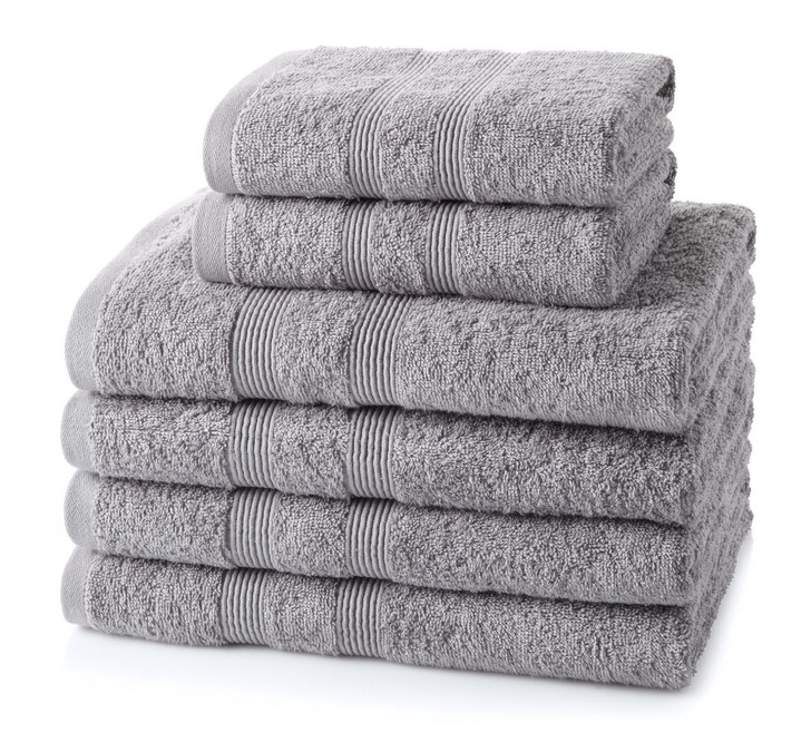 6 Piece Light Grey Towel Bale 500 GSM 4 Hand Towels 2 Bath Towels The Towel Shop