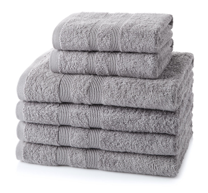 6 Piece Light Grey Towel Bale 500 GSM - 4 Hand Towels, 2 Bath Towels