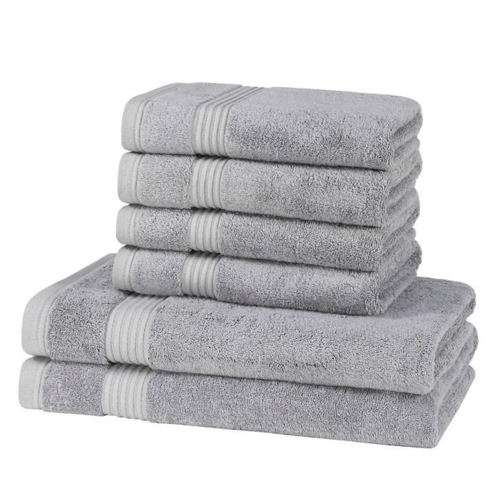 6 Piece 700GSM Bamboo Towel Set - 4 Hand Towels, 2 Bath Towels