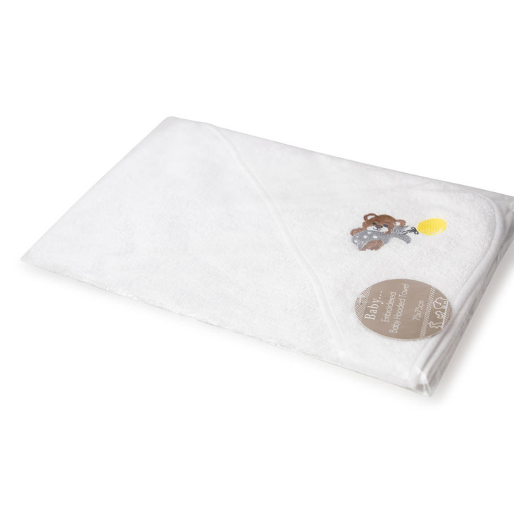 Baby Bear Embroidered Hooded Towel - 100percent Cotton