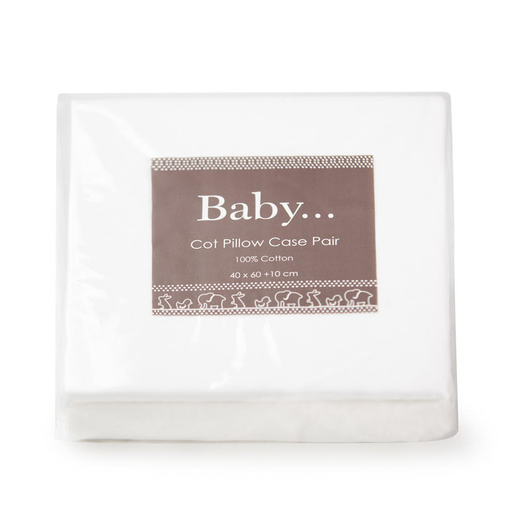 Baby Cot Bed Pillowcase Pair - 100percent Cotton