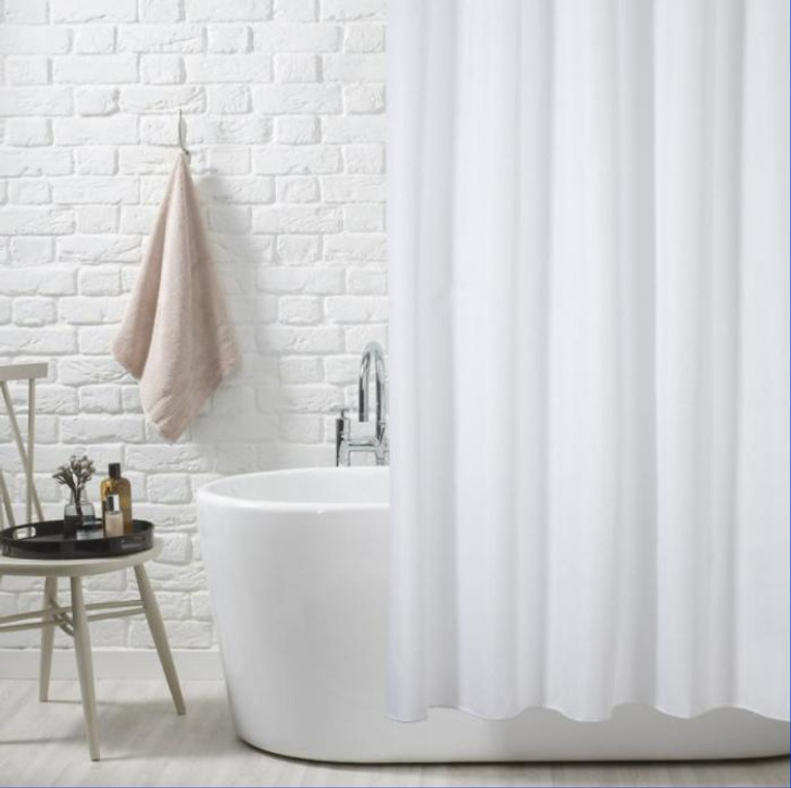 Classic Plain White Shower Curtain - Hookless