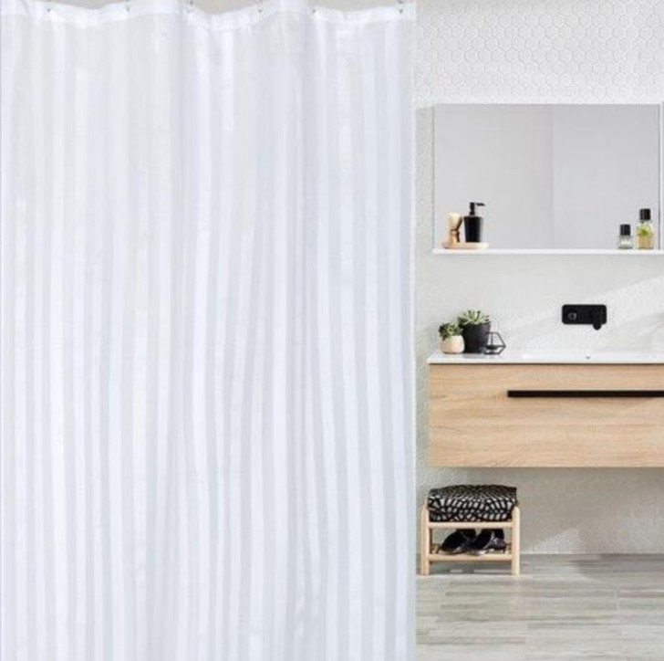 Stylish Satin Stripe Shower Curtain - Hookless