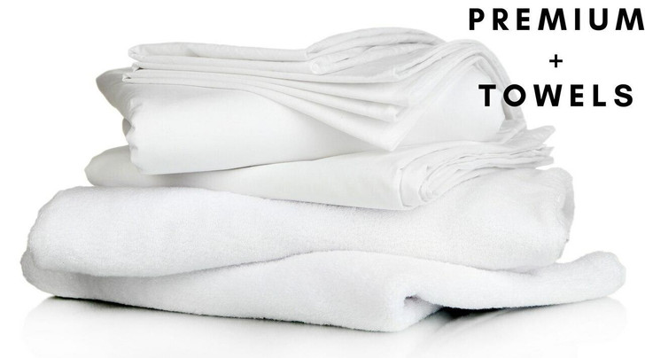 Premium Full Bedding Pack with Towels- Includes Pillow, Duvet, Pillowcase, Duvet Cover and Fitted Sheet