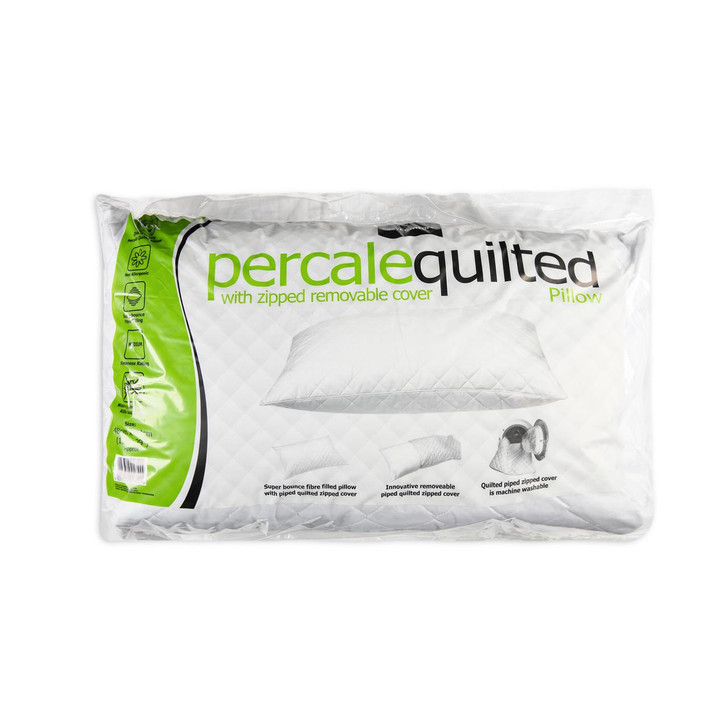 Quilted Percale Pillow with Zipped Removable Cover