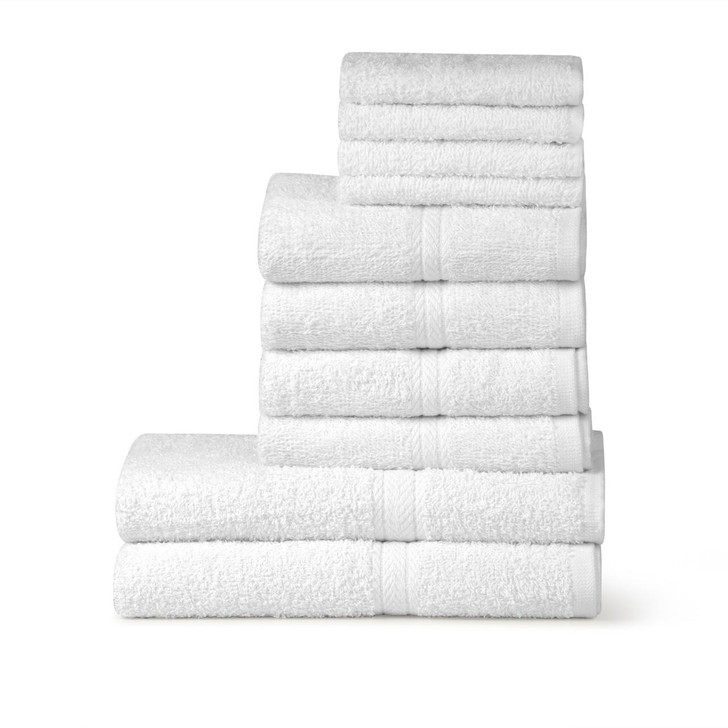 10 Piece 450GSM Soft-Touch Towel Bale - 4 Face Cloths, 4 Hand Towels, 2 Bath Towels