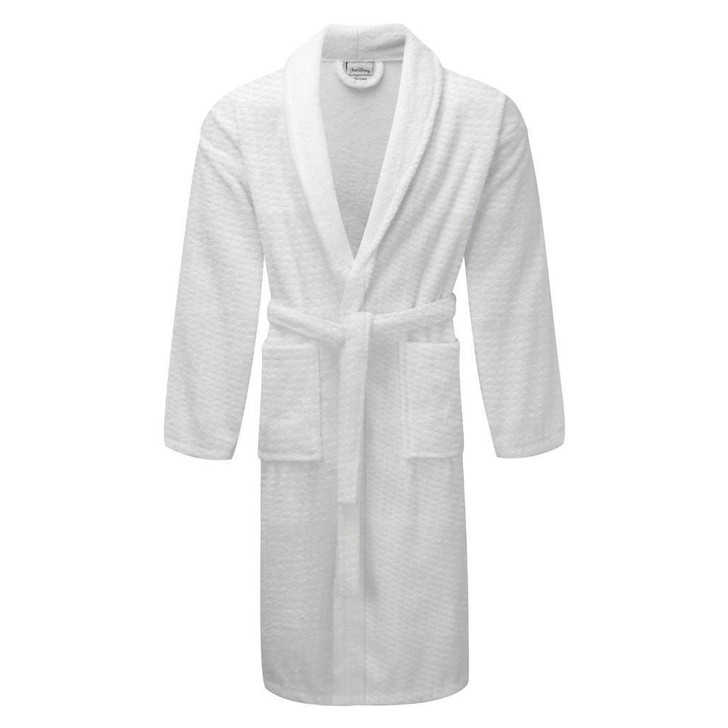 Premium 2in1 Waffle Outer Towelling Inner 100percent Cotton Dressing Gowns - Shawl Collar