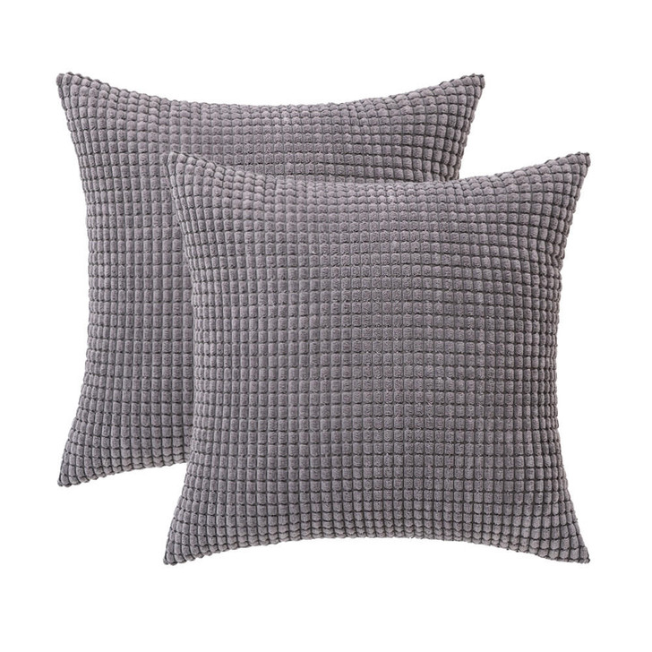 Set of 2 Cushions with Corn Corduroy Covers Included - 45x45 cm