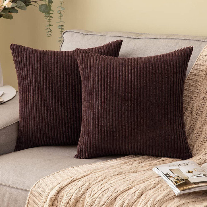 Set of 2 Cushions with Corduroy Covers Included - 45x45 cm