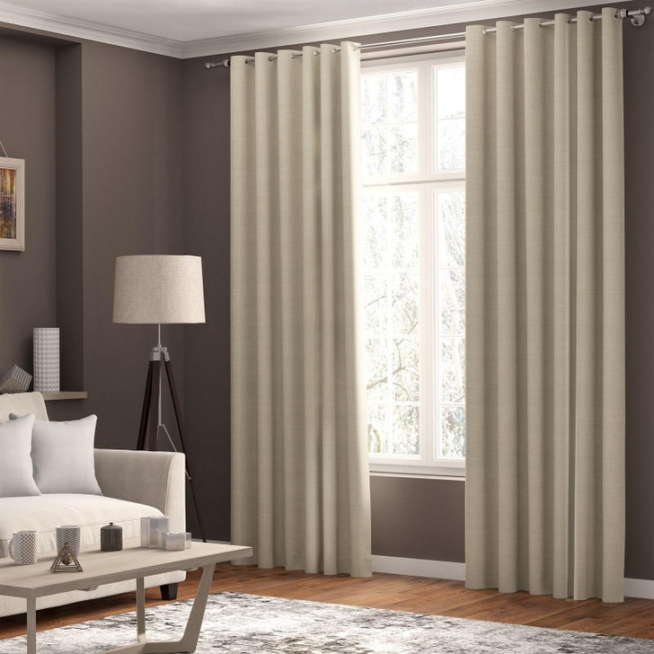 Curtains Faux Linen, Thermal Insulated, 3 Pass 100 % Blackout Eyelet Curtains, (2 Panels)