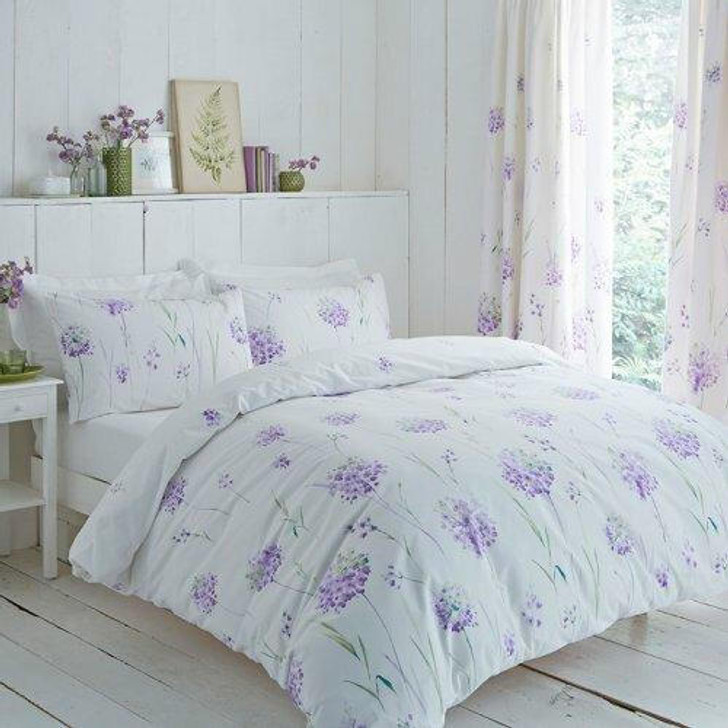 Polycotton Kendall Floral Printed Duvet Cover Set  - Lilac