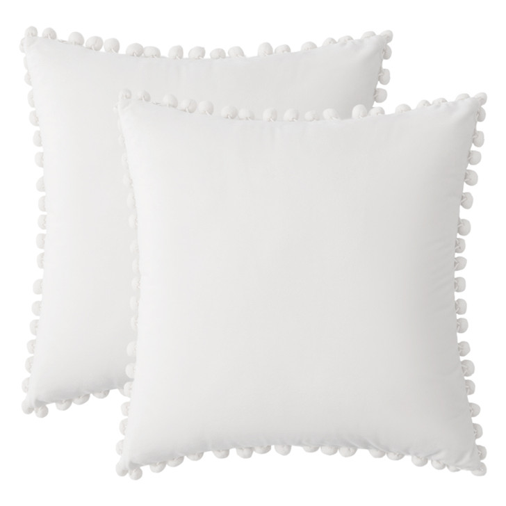 Set of 2 Cushions with Premium Pompom Velvet Cushion Covers Included - 45x45cm