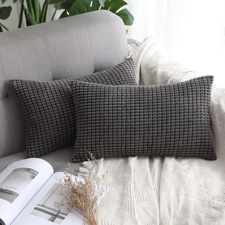 Set of 2 Cushions with Premium Corn Corduroy Covers Included - 30x50cm